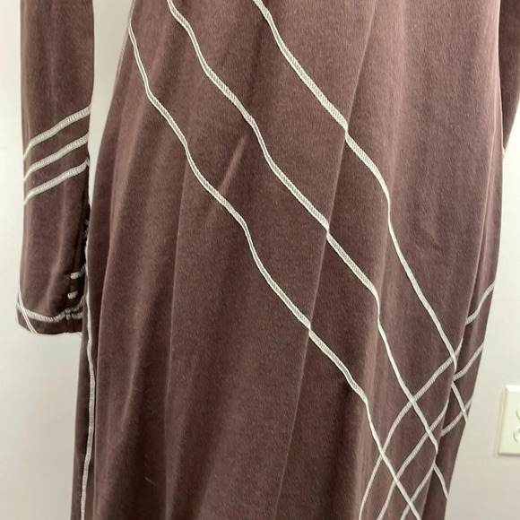 Aventura Organic Cotton Long Sleeve V-neck Brown Teagan Dress Details M - Picture 5 of 16